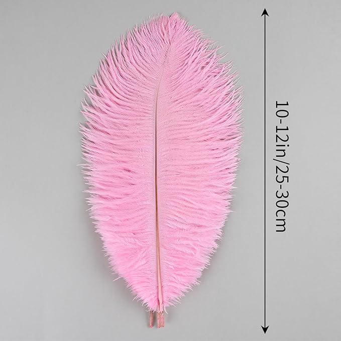 THARAHT Pink Ostrich Feathers 24pcs Natural Bulk 10-12Inch 25cm-30cm for Crafts Wedding Party Centerpieces Easter Gatsbi and Home Decoration Feathers