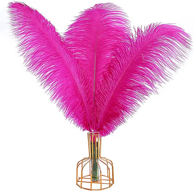 THARAHT Hot Pink Ostrich Feathers 12pcs Large Natural Bulk 16-18Inch 40cm-45cm for Wedding Party Centerpieces Easter Gatsbi and Home Decoration Feathers